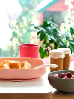 Assiette Silicone Avec Ventouse BEABA Bleu - Beaba -Boutique Bébé assiette silicone avec ventouse beaba 5