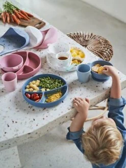 Bavoir Avec Récupérateur En Silicone Blanc Terrazzo - Vertbaudet -Boutique Bébé bavoir avec recuperateur en silicone 3