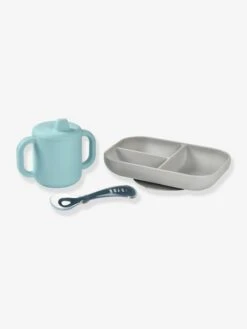 Coffret D’apprentissage 3 Pièces BEABA En Silicone Rose - Beaba -Boutique Bébé coffret dapprentissage 3 pieces beaba en silicone 3