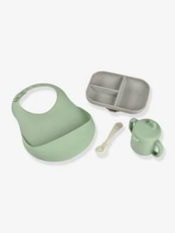 Coffret Repas Les Essentiels 4 Pièces BEABA En Silicone Vert Sauge - Beaba -Boutique Bébé coffret repas les essentiels 4 pieces beaba en silicone 3