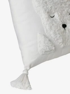 Coussin Avec Applications Sherpa Ours Berbère Ecru - Vertbaudet -Boutique Bébé coussin avec applications sherpa ours berbere 2