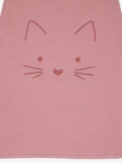 Grand Bavoir Brodé Animaux Rose Poudré/chat - Vertbaudet -Boutique Bébé grand bavoir brode animaux 2