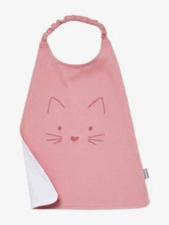 Grand Bavoir Brodé Animaux Rose Poudré/chat - Vertbaudet