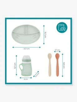 Kit Repas Silicone BABYMOOV Grow’Isy Vert/terracotta - Babymoov -Boutique Bébé kit repas silicone babymoov growisy 5