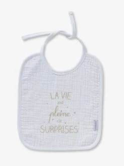 Les 3 Bavoirs à Liens En Gaze De Coton Blanc/gris - Vertbaudet -Boutique Bébé les 3 bavoirs a liens en gaze de coton 3