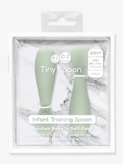 Lot De 2 Cuillères 1er âge EZPZ Tiny Spoon En Silicone Vert Amande - EZPZ -Boutique Bébé lot de 2 cuilleres 1er age ezpz tiny spoon en silicone 4
