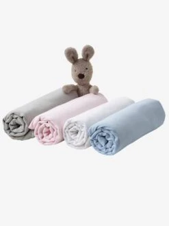 Lot De 2 Draps-housses Bébé En Jersey Uni Blanc Blanc - Vertbaudet -Boutique Bébé lot de 2 draps housses bebe en jersey uni blanc 2