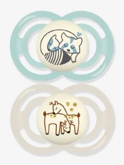 Lot De 2 Sucettes En Silicone MAM Perfect Nuit 6+ Vert + Beige - Mam