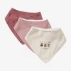 Lot De 3 Bavoirs Bandanas En Gaze De Coton / éponge Rose Grenier - Vertbaudet