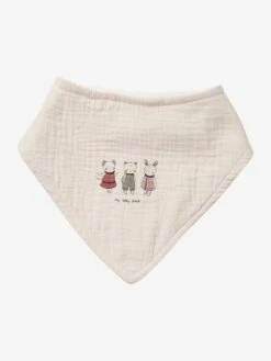 Lot De 3 Bavoirs Bandanas En Gaze De Coton / éponge Rose Grenier - Vertbaudet -Boutique Bébé lot de 3 bavoirs bandanas en gaze de coton eponge 2