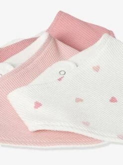 Lot De 3 Bavoirs Bandanas En Nid D'abeille Imprimé Coeurs - Vertbaudet -Boutique Bébé lot de 3 bavoirs bandanas en nid dabeille 4