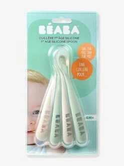 Lot De 4 Cuillères 1er âge BEABA Soft Sans BPA Bleu/gris/ocre - Beaba -Boutique Bébé lot de 4 cuilleres 1er age beaba soft sans bpa 3