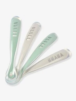 Lot De 4 Cuillères 1er âge BEABA Soft Sans BPA Bleu/gris/ocre - Beaba -Boutique Bébé lot de 4 cuilleres 1er age beaba soft sans bpa 4