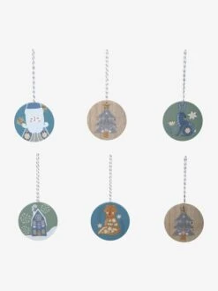 Lot De 6 Boules Plates De Noël Scandinave Bois - Vertbaudet -Boutique Bébé lot de 6 boules plates de noel scandinave 2