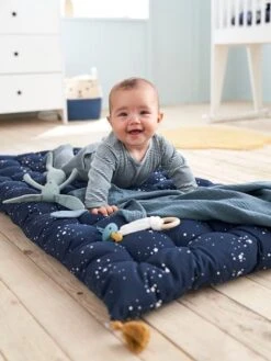 Matelas De Sol Avec Pompons Bleu Foncé - Vertbaudet -Boutique Bébé matelas de sol avec pompons 3