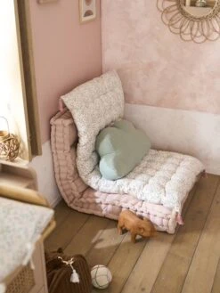 Matelas De Sol Avec Pompons FLEURETTES écru / Multicolore - Vertbaudet -Boutique Bébé matelas de sol avec pompons fleurettes 3