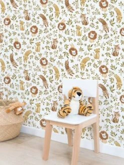 Papier Peint Animaux Savane Felidae LILIPINSO Bronze - Lilipinso -Boutique Bébé papier peint animaux savane felidae lilipinso 2