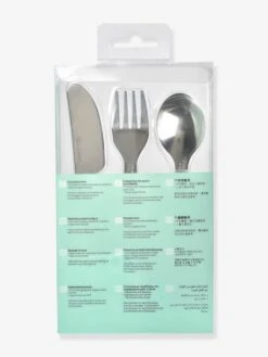 Set 3 Couverts D'apprentissage Inox BEABA Airy Green - Beaba -Boutique Bébé set 3 couverts dapprentissage inox beaba 4