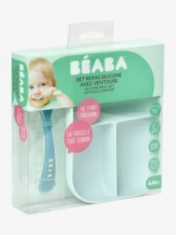Set Vaisselle 2 Pièces Silicone BEABA Gris Clair - Beaba -Boutique Bébé set vaisselle 2 pieces silicone beaba 5