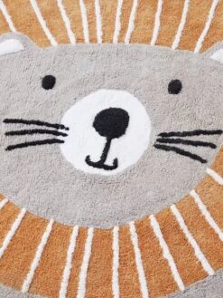 Tapis Rond Lavable Lion Gris / Orange - Vertbaudet -Boutique Bébé tapis rond lavable lion 3